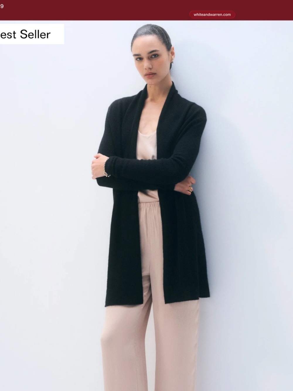 White and Warren Trapeze Open Style 100% Cashmere Cardigan Basic/Luxury